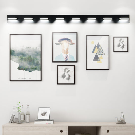 Modern Black LED Vanity Light, 8-Lights Wall Sconce For Bathroom And Mirror, Sleek Minimalist Design, Energy-Efficient, Easy To Install