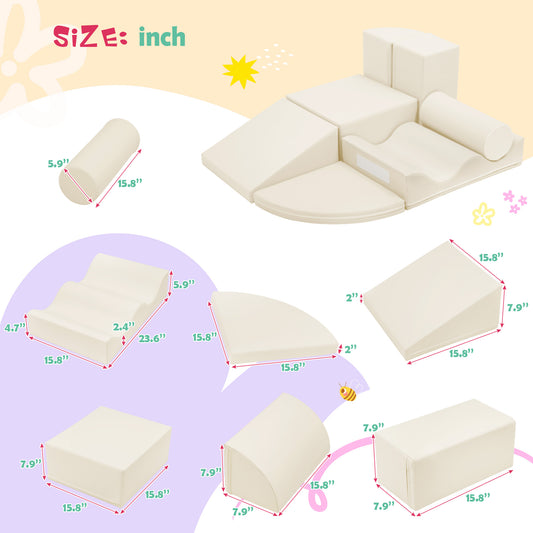 7-Piece Indoor Climbing Foam For Kids, Soft PU Toddler Climbing Toys, Indoor Climb And Crawl Activity Play Set