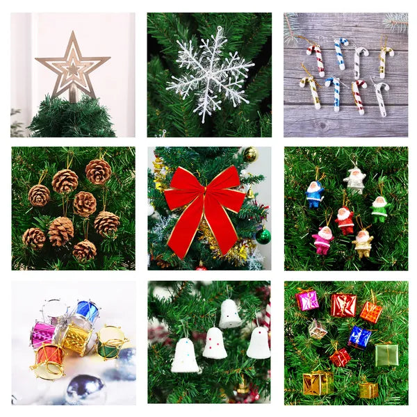 6ft Artificial Christmas Tree With LED Energy-saving Lights, Including 195 Pendant Tree Skirts And Guardrails