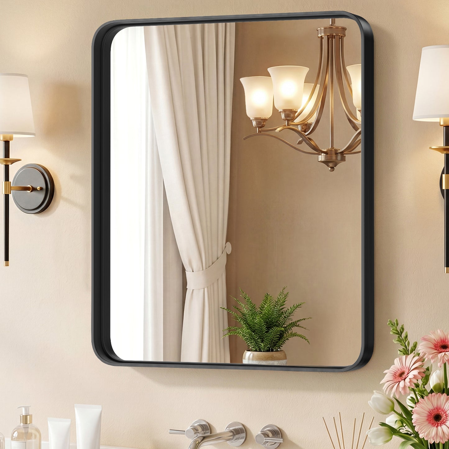 Wall Mirror With Rectangular Metal Frame