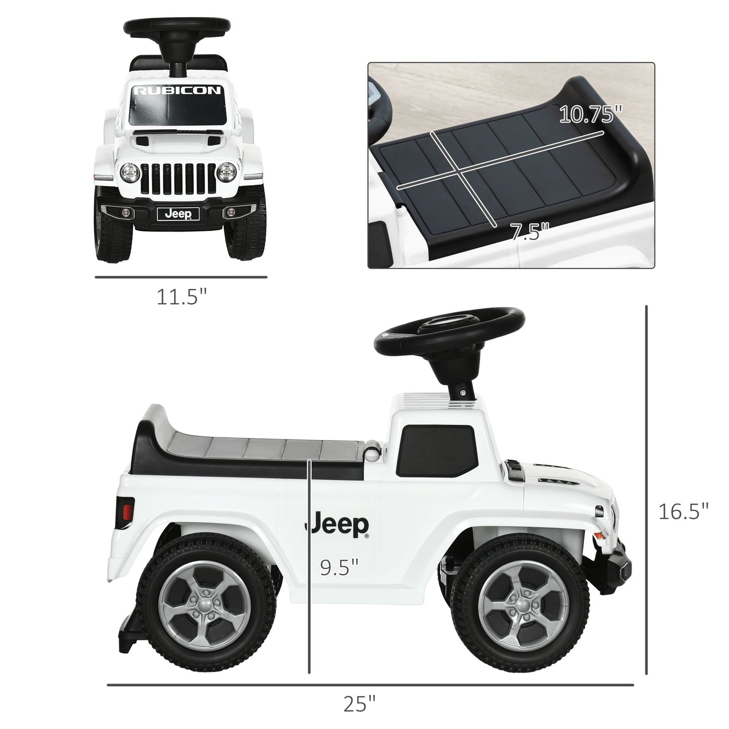 Kids Ride On Push Car, With Engine Sounds & Under-Seat Storage, Foot-to-Floor Ride On Sliding Car With Horn, Sit And Scoot Ride On Toy, Ages 1.5-3 Years, White