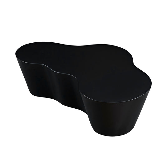 50 Inch Unique Shape Coffee Table Sturdy Fiberglass Tea Table For Living Room No Need Assembly Black