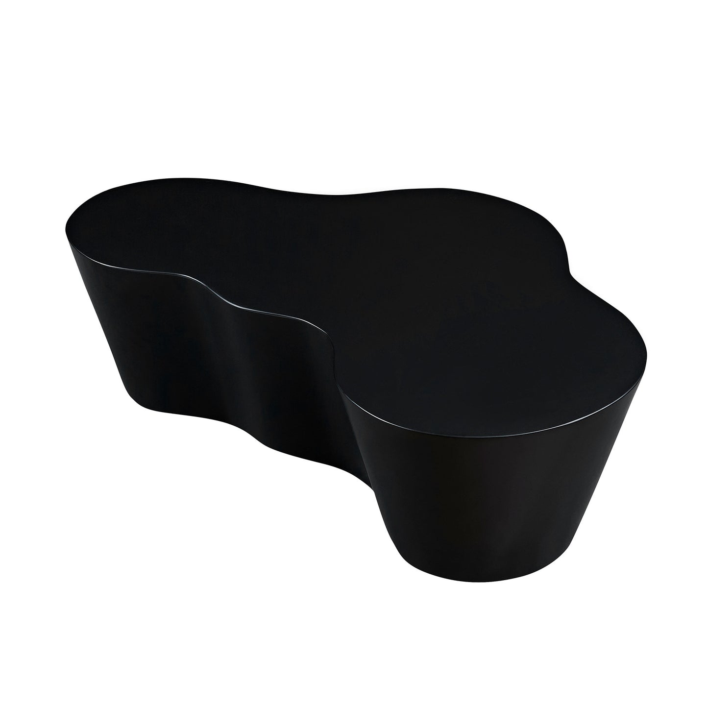 50 Inch Unique Shape Coffee Table Sturdy Fiberglass Tea Table For Living Room No Need Assembly Black