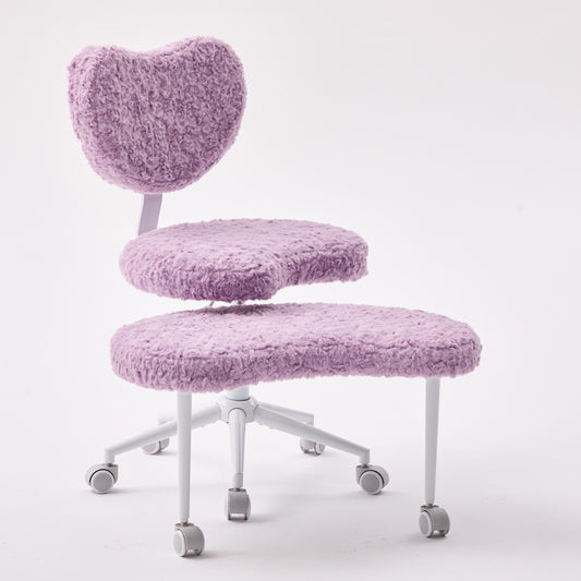 Artificial Rabbit Hair Meditation Chair Plus, Cross Legged Chair With Wheels, ADHD Chair, Criss Cross Desk Chair With Lumbar Support And Adjustable Stool, Flexible Design For Fidgety Sitters, Violet