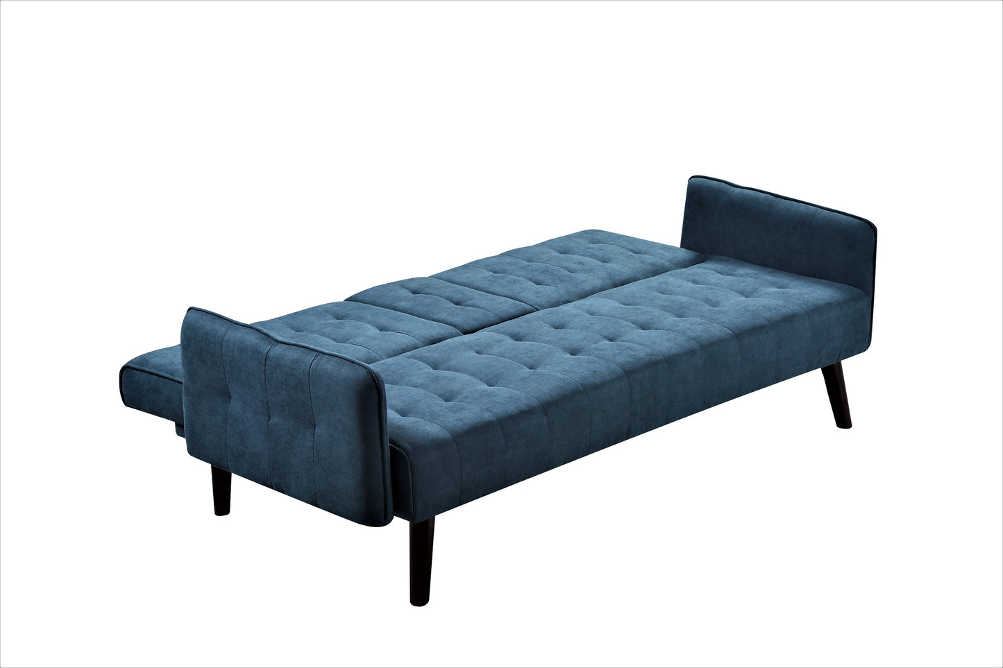 72   Sleeper Sofa Bed - Convertible Folding Backrest To Full Bed With Cup Holder & Drop-Down Table - Space Saving Linen Sofa For Small Spaces - Easy Assembly, Blue