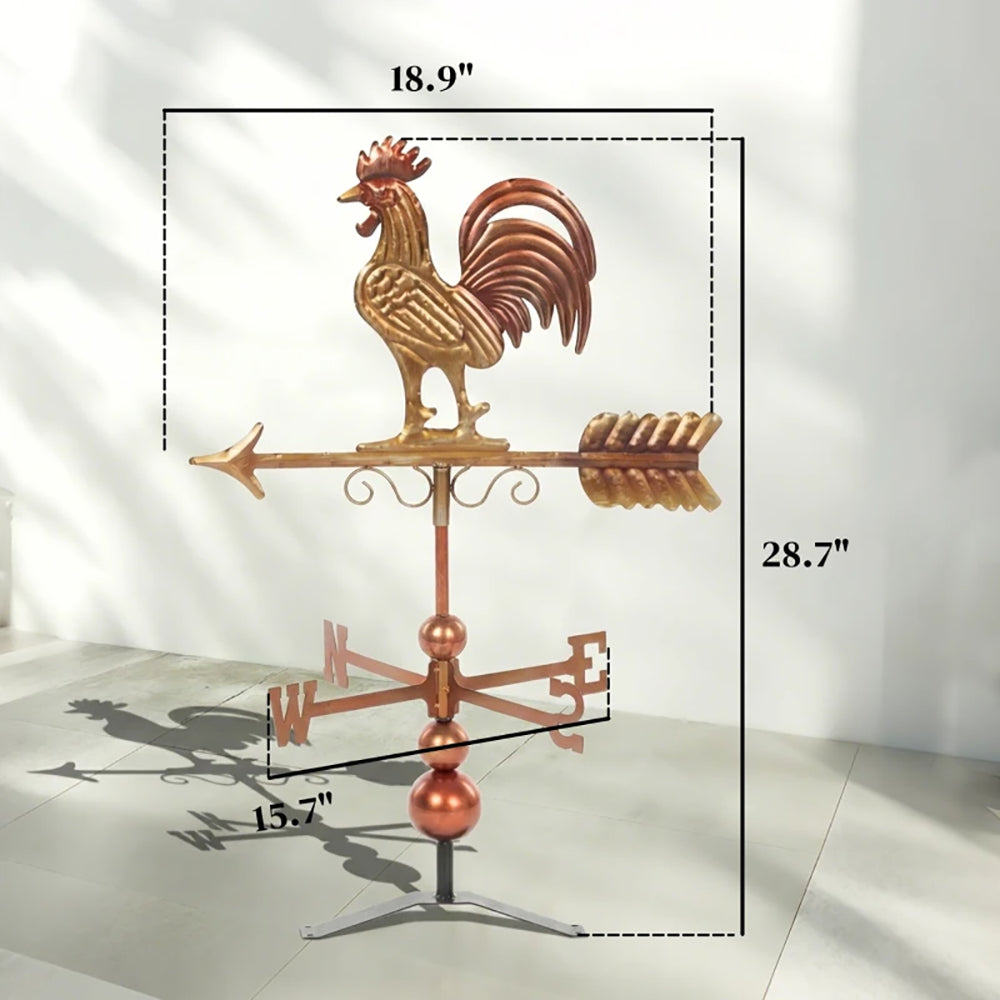 Metal Rooster Weathervane, Roof Mount Wind Direction Indicator, Outdoor Weather Vanes For Decorates Roofs, Gardens, Gazebos And Farmhouses