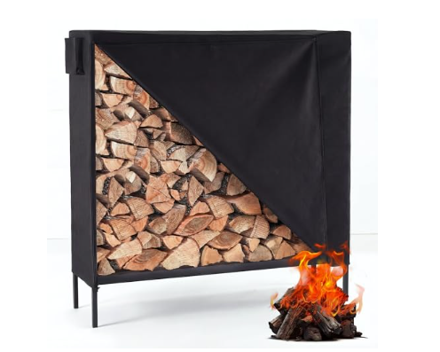 8-foot Heavy-duty Woodpile Storage Rack With A Lid And Zipper For Storing Firewood
