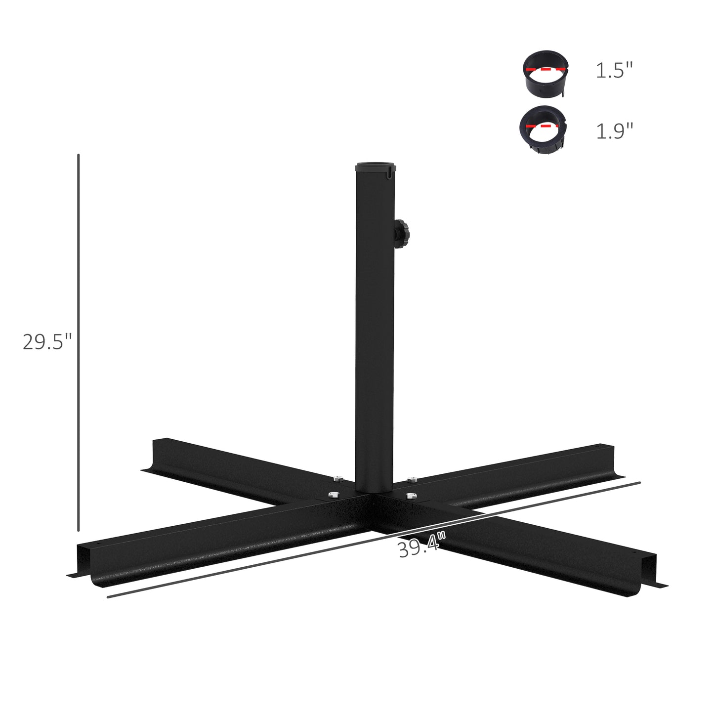 Outdoor Universal Cross Brace Stand For Small Offset Umbrella Or Large Market Umbrella, Black