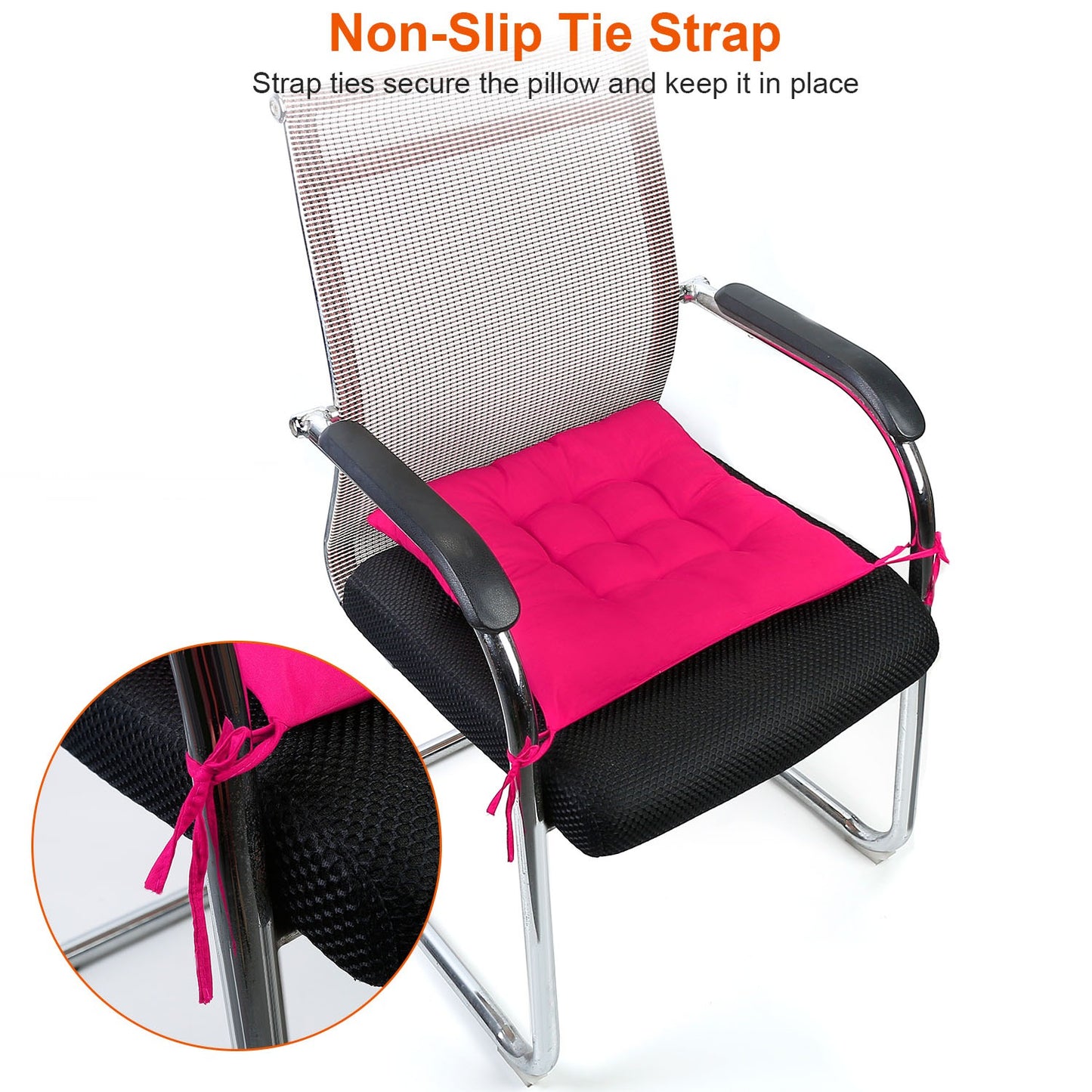 4Pcs Chair Cushion Pads Pillow 17.72x17.72x2.37in Soft Tie On Square Sitting Mats For Home Office Car Sitting Travel