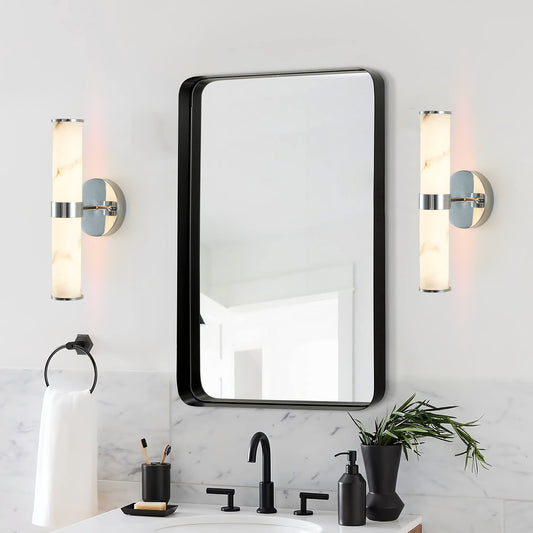 Resin Imitation Marble And Chrome Wall Sconce, Set Of 2,Modern Vertical Light Fixture For Bathrooms, Hallways, And Bedrooms Only Indoor
