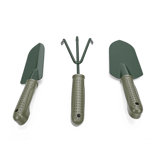 Garden Tool Set Ergonomic Handle Wide And Narrow Shovel 3 Prong Rake With Storage Bag For Gardening