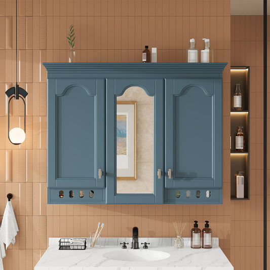 35 Inch Wall-Mount All-in-One Mirror Cabinet With Adjustable Shelves, Soft-Closing Hinges, For Bathroom Vanity, Living Room, Bedroom Storage Organizer