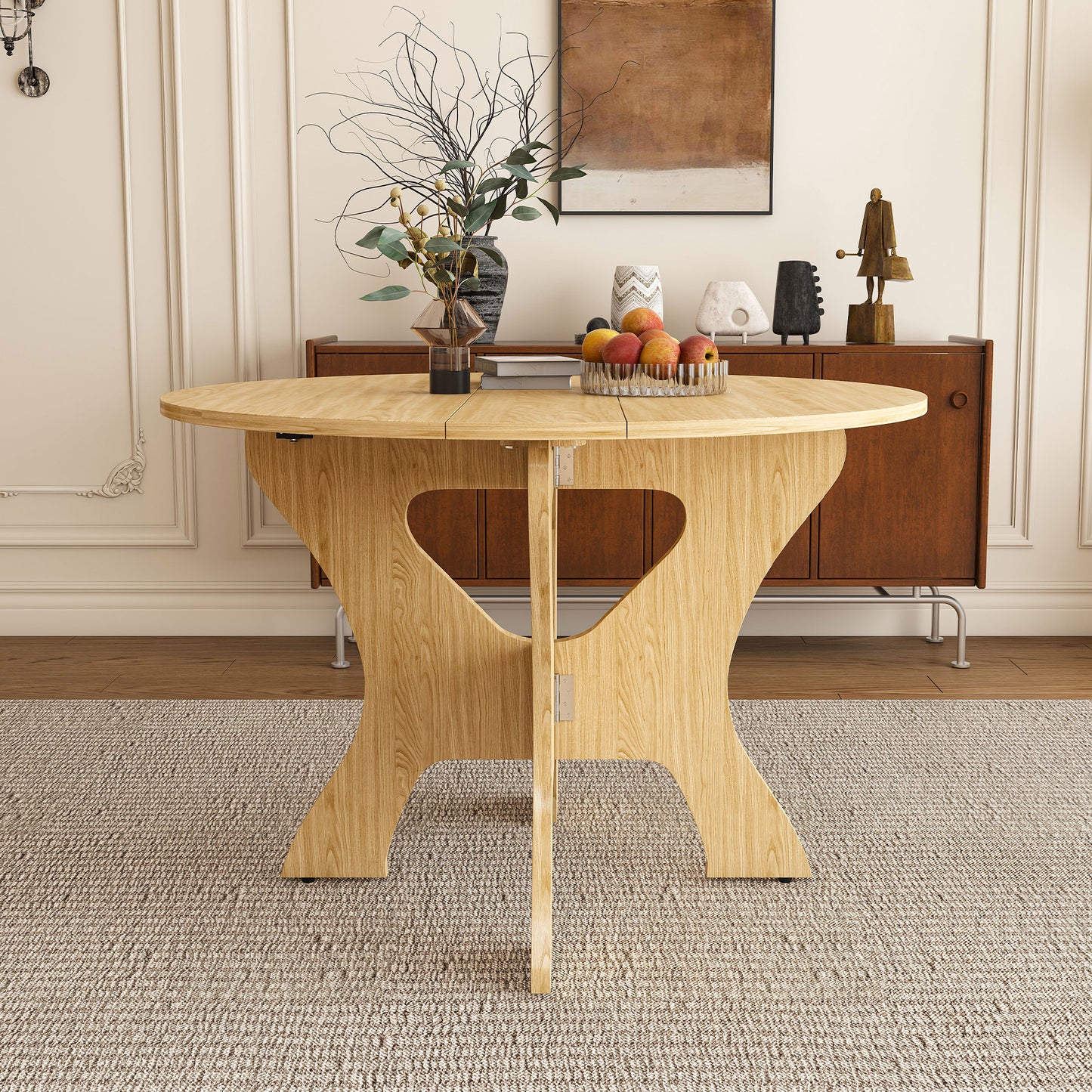 43 In Folding Dining Table For Small Spaces  MDF Table With Wild Oak Veneer  Space Saving Foldable Kitchen Table For Indoor And Outdoor Use
