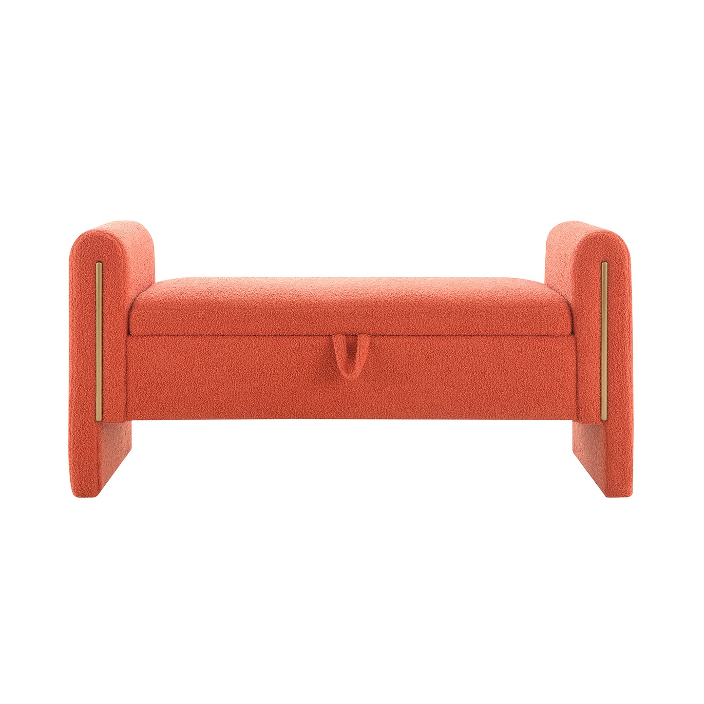Modern Teddy Bed End Bench With Arms And Storage,Upholstered Large Foot Rest Stool, Comfy Window Vanity Bench For Living Room,Bedroom,Dorm,Coffee Table,Teddy Orange
