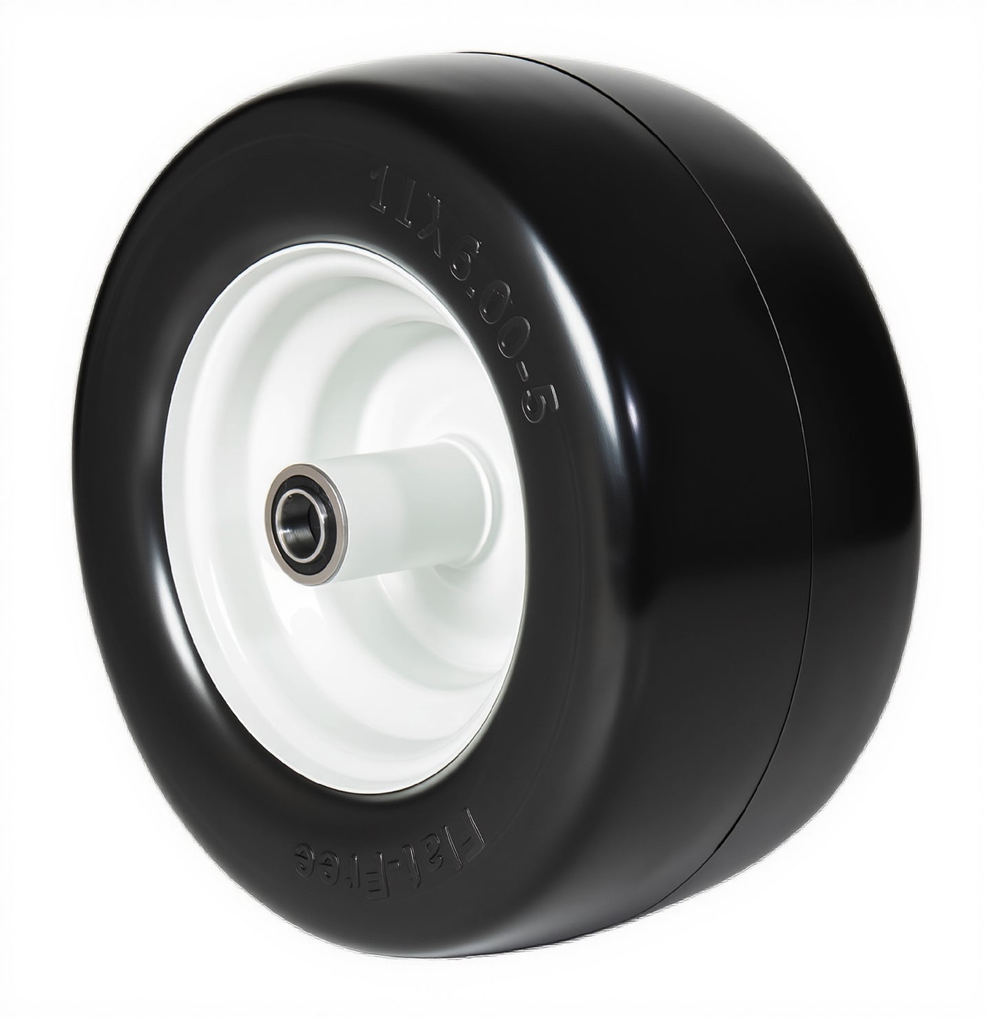 Set Of 2  11x6.00-5 Smooth Tire And Wheel,  11x6-5 Solid Rubbe Riding Lawn Mower Tire With Rim, 3 4  Bearing, 5.8  Centered Hub, Smooth Tread Solid Tire For Zero Turn Mowers