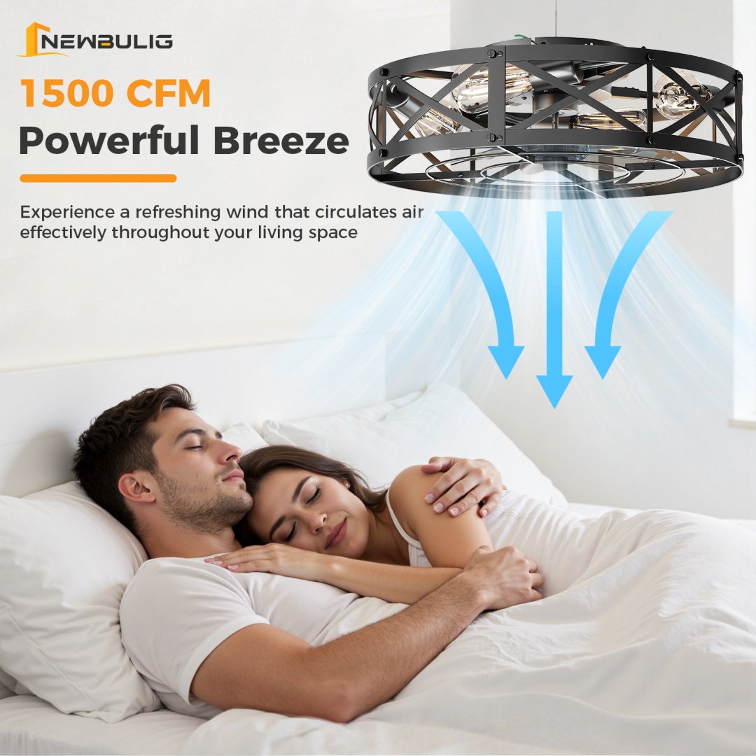 Embedded Ceiling Fan With Lights, Bladeless Silent Ceiling Lamp, Remote-controlled Minimalist Ceiling Fan With Mesh Cover
