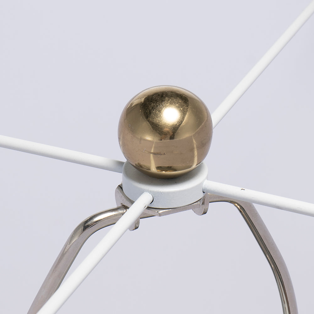 D18x31  Round Aluminum Sheet Gold Table Lamp With White Fabric Shade Lamp Shade Assembly Required