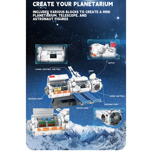 City Space Station Building Set 895 Pieces Kids STEM Projects Science Building Block Toys