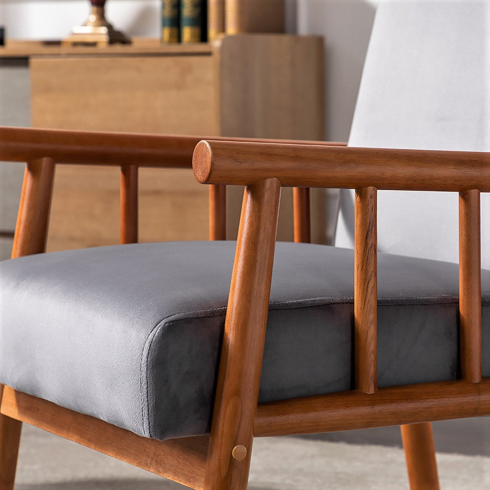 25     Wide Classic Mid-Century Modern Arm Chair, Grey