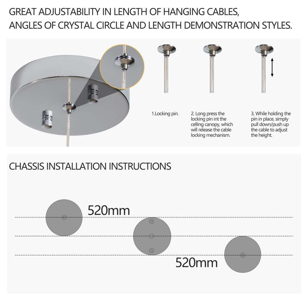 36-inch Modern Wave LED Crystal Chandelier - Adjustable Color Temperature 3000K-4000K-6000K - Adjustable Height - Elegant Chandelier For Living Room And Luxurious Space