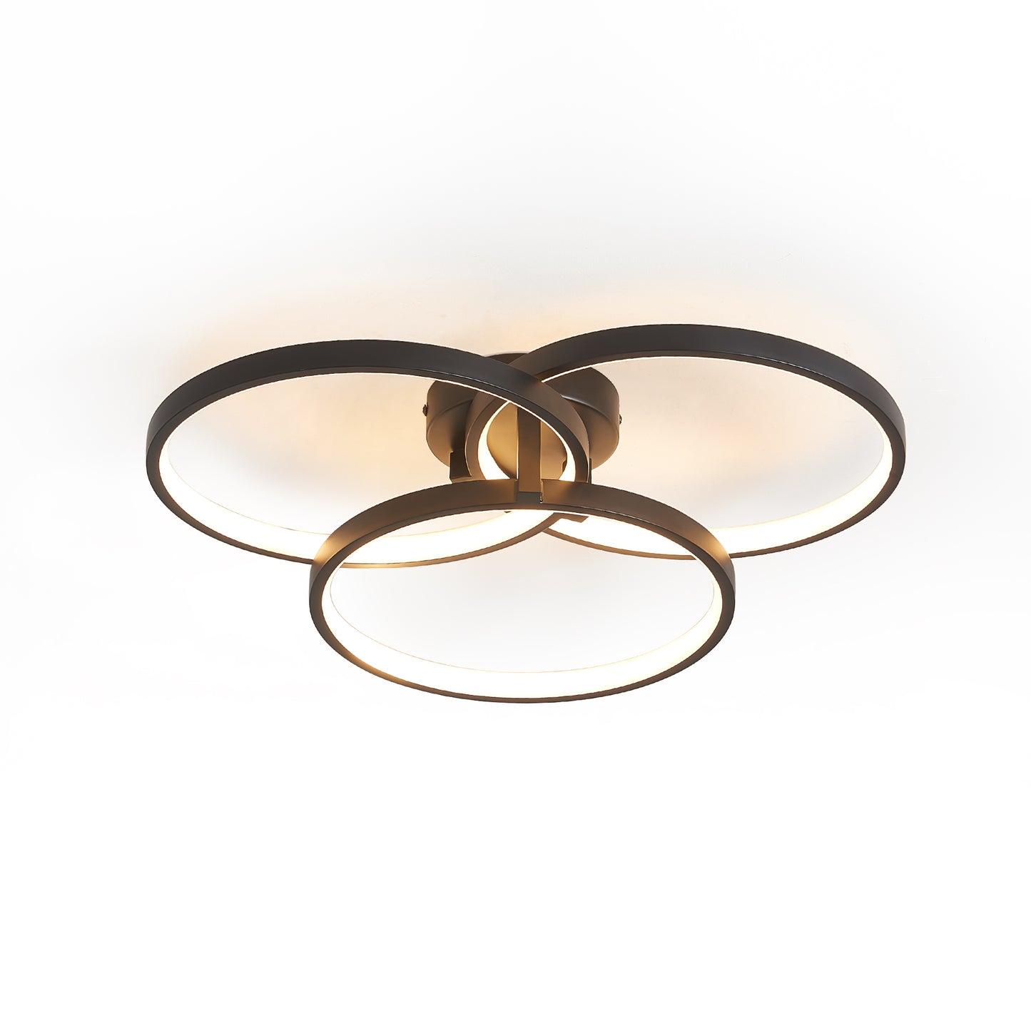 20 Modern Black LED Ceiling Light, 3-Ring Flush Mount Fixture For Living Room, Bedroom, Or Dining Room, Sleek And Energy-Efficient Design, Easy Installation