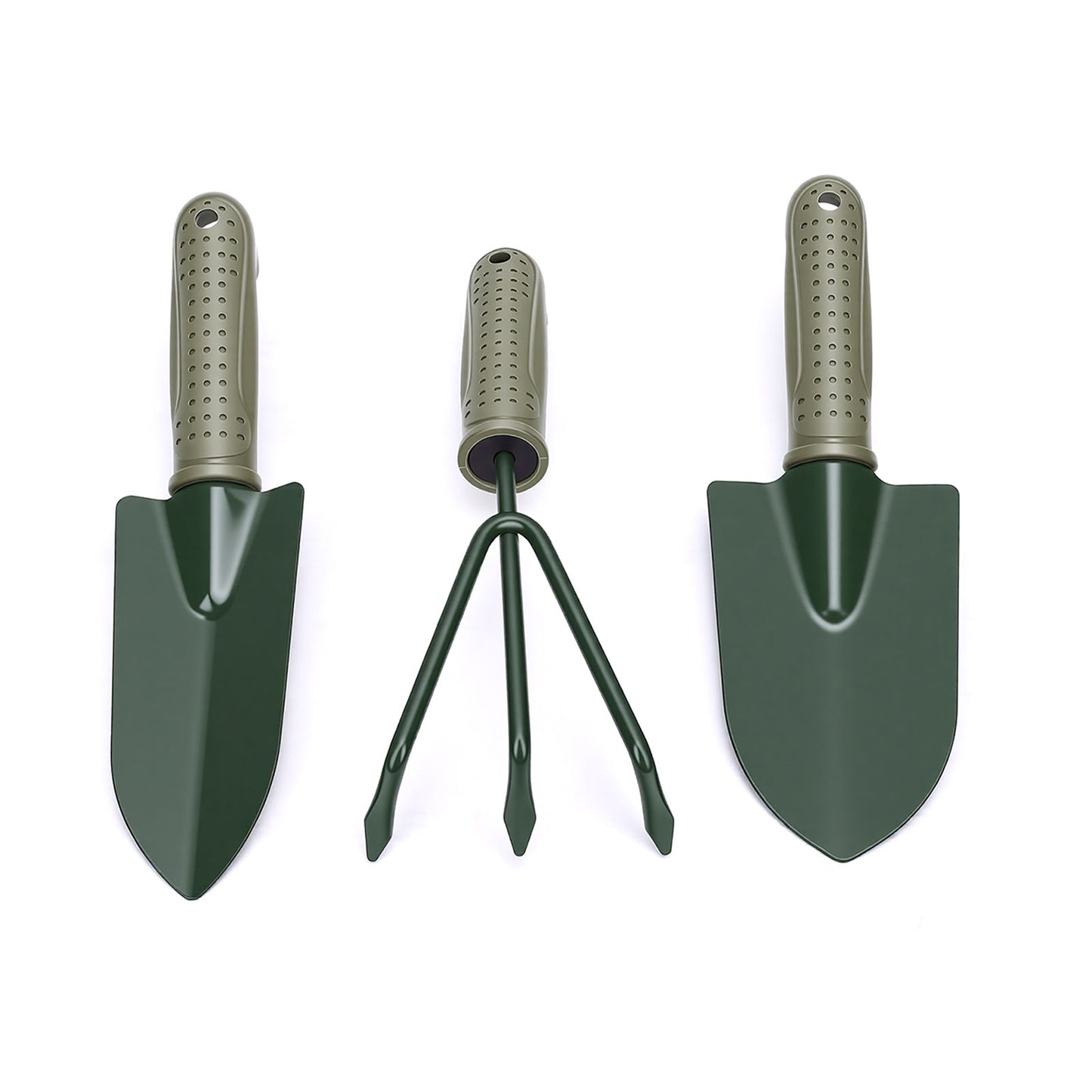 Garden Tool Set Ergonomic Handle Wide And Narrow Shovel 3 Prong Rake With Storage Bag For Gardening