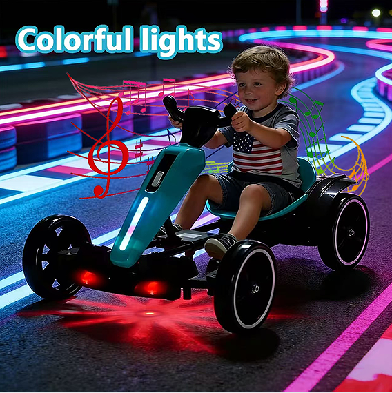 12V Electric Kids Pedal Go Kart,Folder Go Kart,Outdoor Ride On Toy With Adjustable Seat,4 Non-Slip EVA Wheels For Boys And Girls For Age 3-6 Years Old