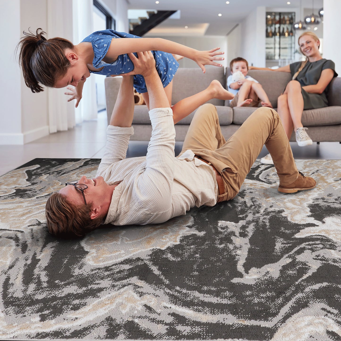 PAYAS  6X9 Grey  Abstract Area Rug