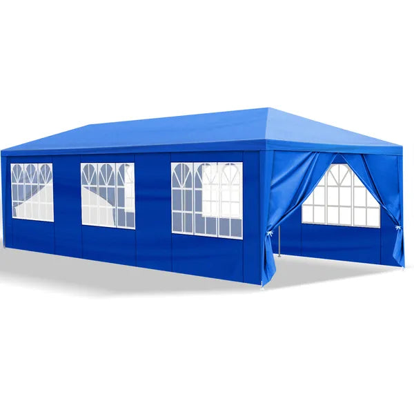 10'x30' Outdoor Party Tent With 8 Removable Sidewalls, Waterproof Canopy Patio Wedding Gazebo, Blue