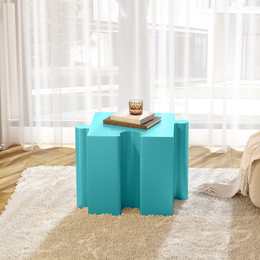 3-Piece Artistic Puzzle Table Set,Modular MGO Side Tables With Interlocking Design  2 Convex & 1 Concave , 200lb Capacity For Indoor & Outdoor, Light Green & Light Blue Color