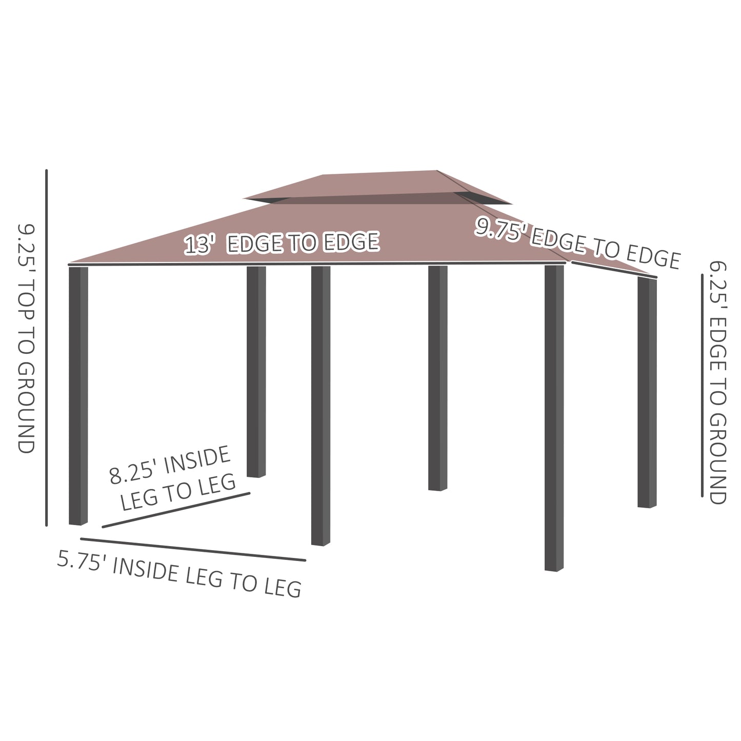 10' x 13' Patio Gazebo, Outdoor Gazebo Canopy Shelter with Curtains, Vented Roof, Steel Frame for Garden, Lawn, Backyard and Deck, Khaki