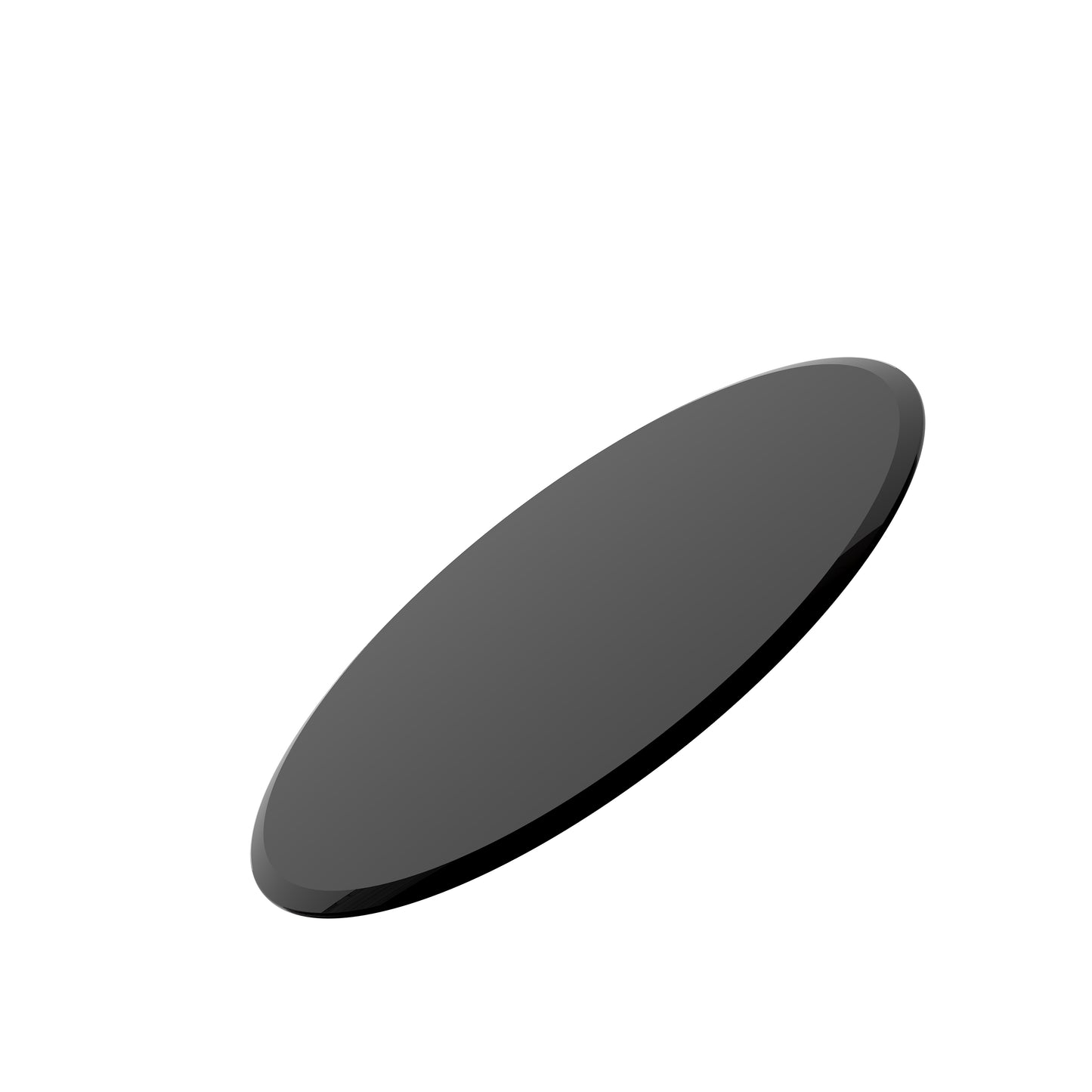 36  Inch Round Tempered Glass Table Top Black Glass 0.5  Inch Thick Beveled Polished Edge