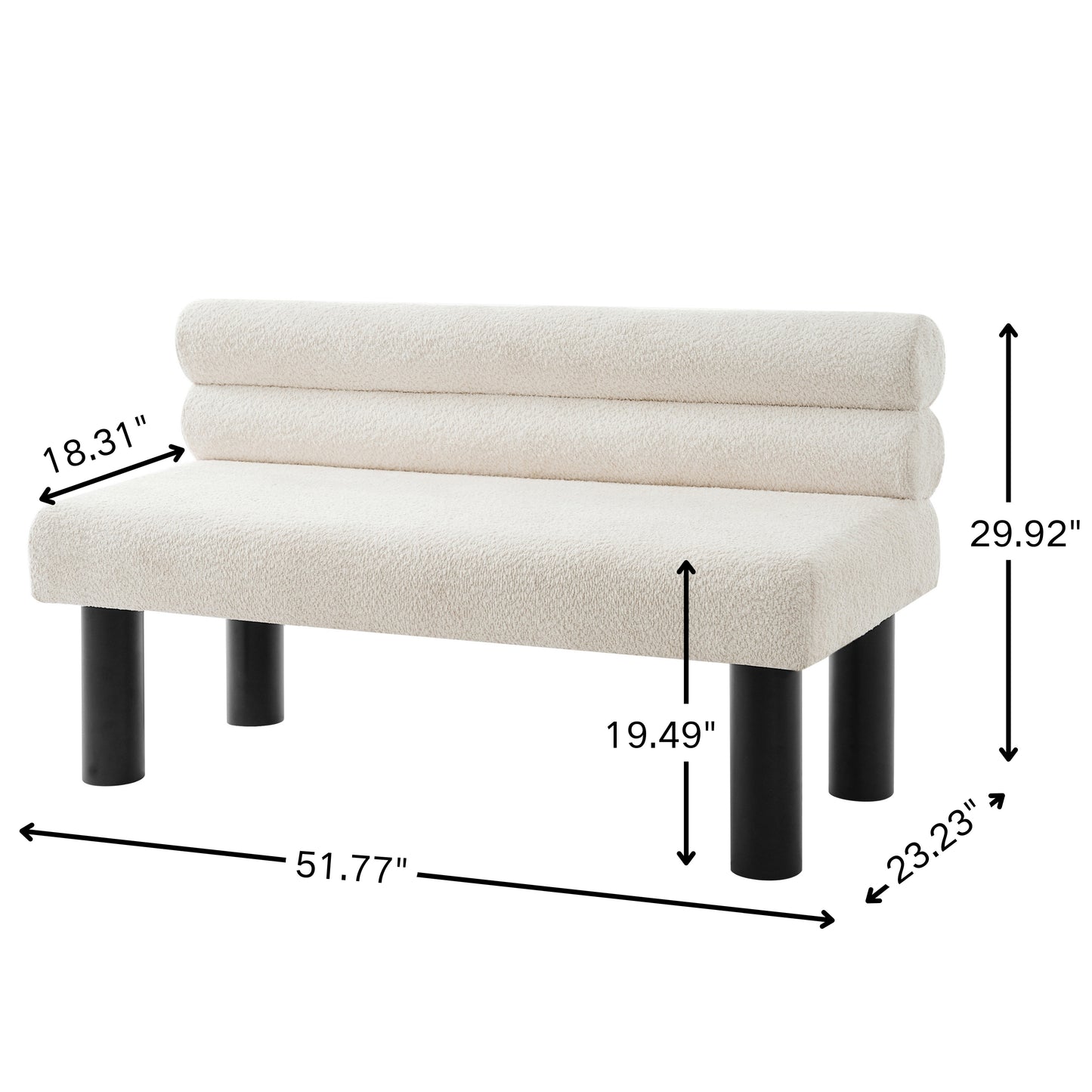 Upholstered Dining Bench, End Of Bed, Entryway Bench, Ottoman For Dining Room, Bedroom, Living Room, Rubber Wood Leg 300 LBS Support, Beige