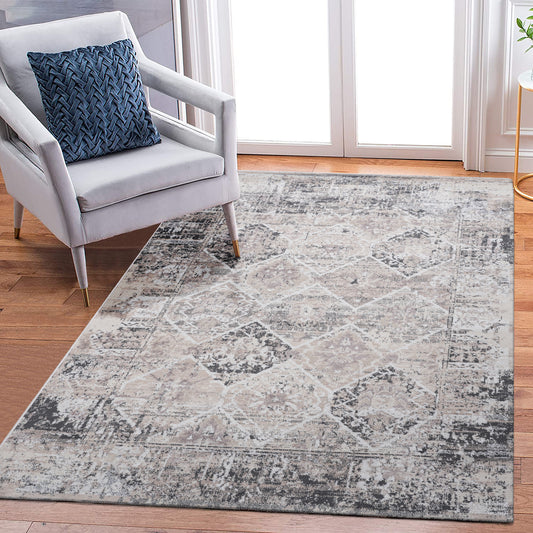 PAYAS 6X9 Cream  Anthracite  Traditional Area Rug