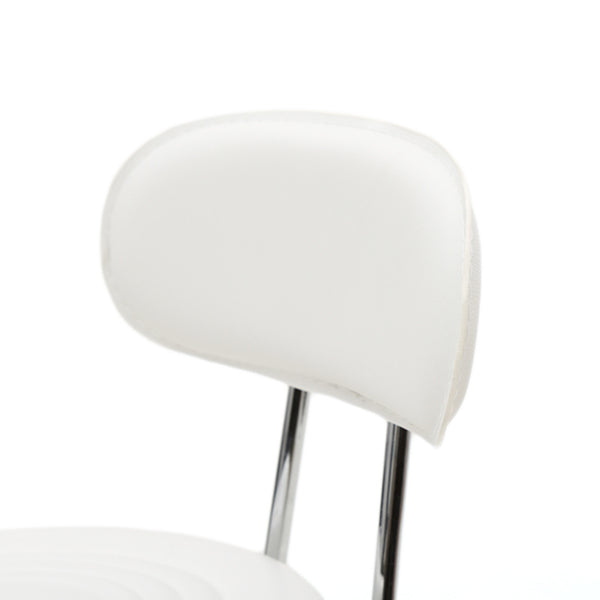 Round Shape Adjustable Salon Stool With Back And Line White