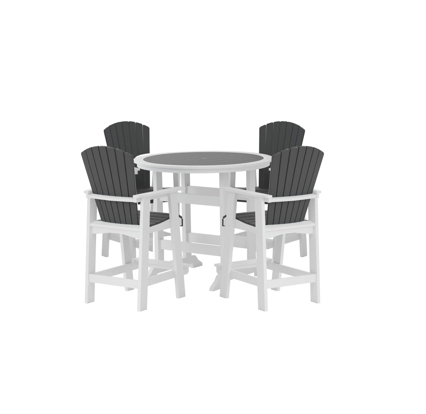 HDPE Patio Bar Table Set High Top Outdoor Table And Chairs Set Of 5 Bar Table & Stools Set With Tall Adirondack Chairs Set For 4