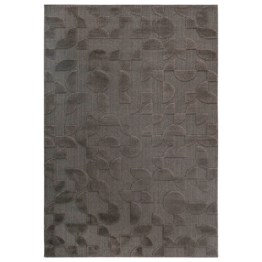 Step Collection High-Low Brown Indoor Area Rug, 7'9''x10', Modern, Contemporary, Geometric, Bohemian, Bedroom, Kitchen, Living Room, Non Shedding Carpet