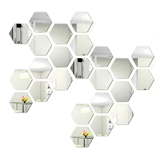 24PCS Hexagon Mirror Wall Stickers Acrylic Sticker Decoration For Home Living Room Bedroom Decor