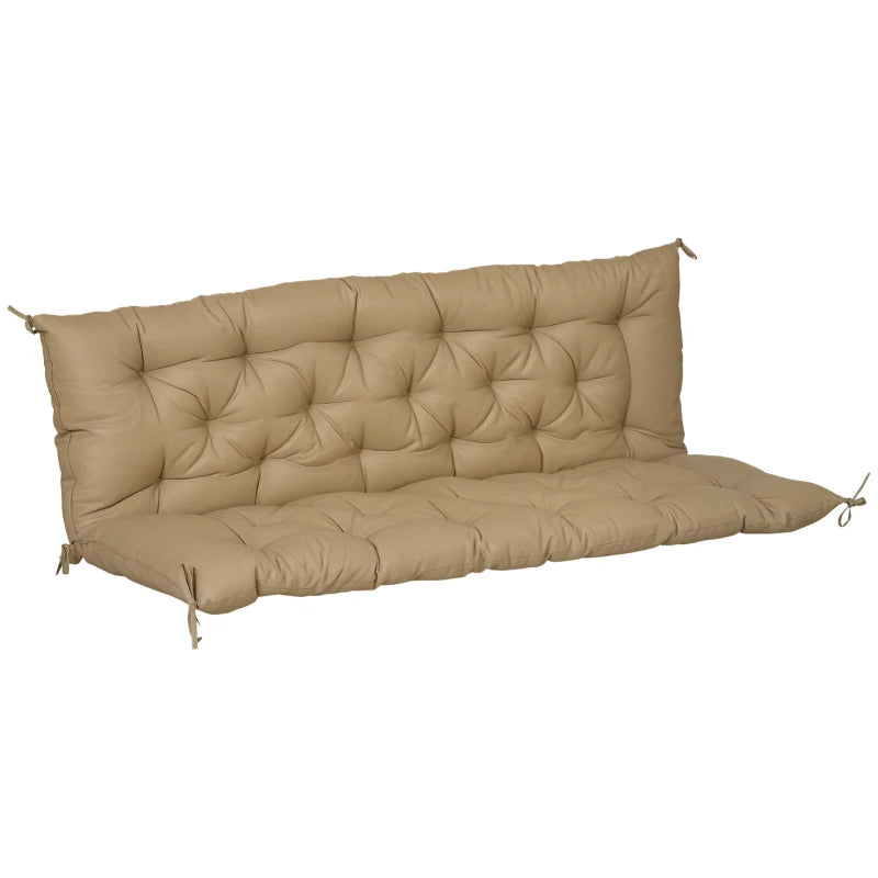 Tufted Bench Cushion For Outdoor Furniture, 3-Seater Replacement For Swing Chair, Patio Sofa Couch, Khaki Shipped By Aosom LLC