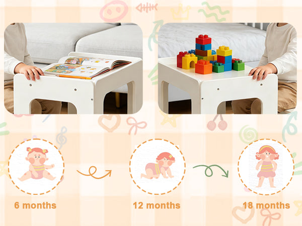 Weaning Table And Chair Set Height Adjustable Wooden Table Set For 1 To 3 Years Children Playing Learning Reading Eating