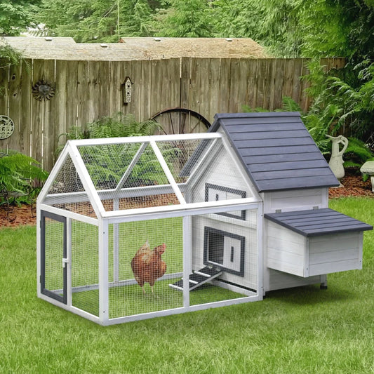Chicken Coop Wooden Chicken House Rabbit Hutch Poultry Cage Hen Pen With Nesting Box, Ramp, Run