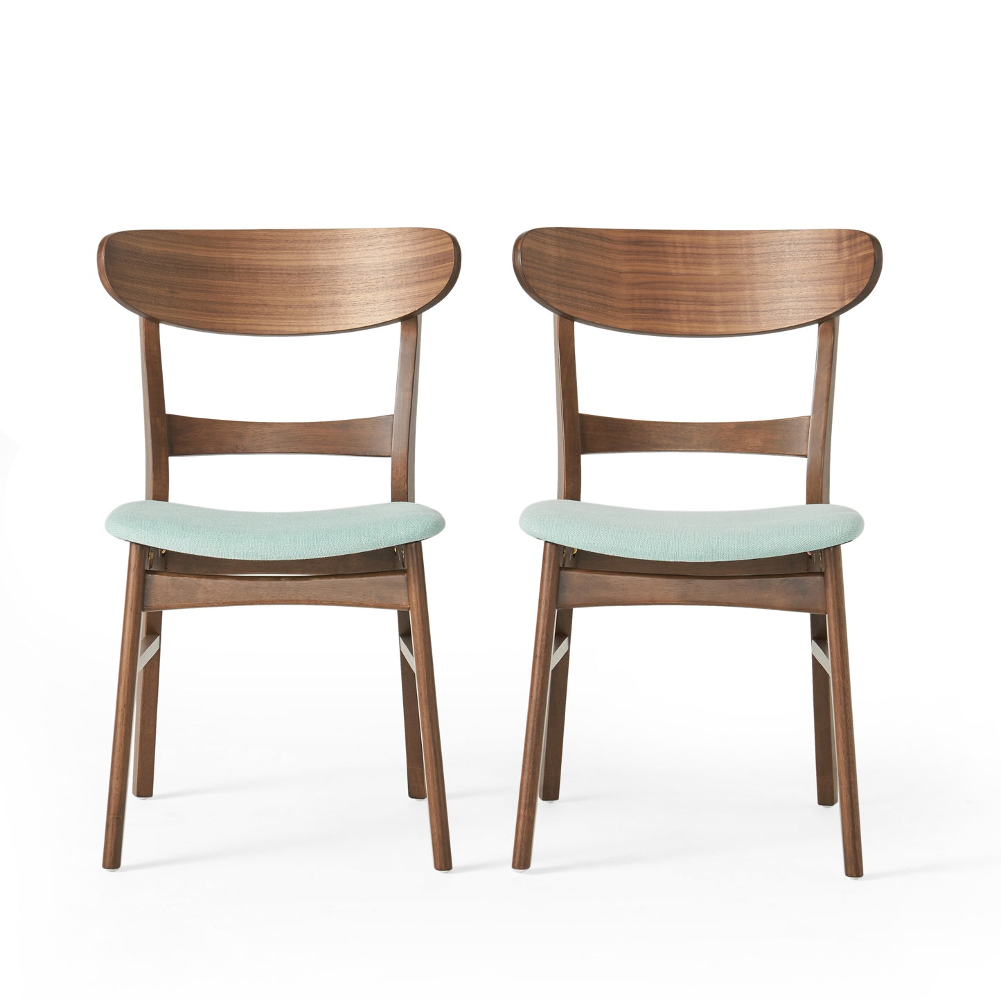 Set Of 2 Dining Chairs - Upholstered Seat, Rubberwood Legs, Mint   Same Sku 58915.00MNT