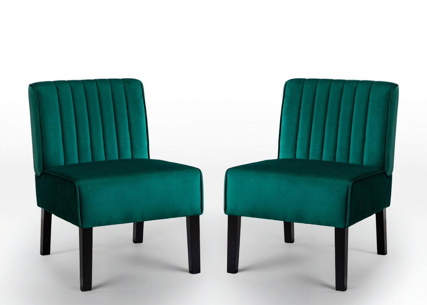 Reese Mid Century Modern Accent Chairs Set Of 2 With Minimalist Design, Elegant Velvet Upholstery And Solid Wood Legs, Ideal For Living Room Or Bedroom, Green