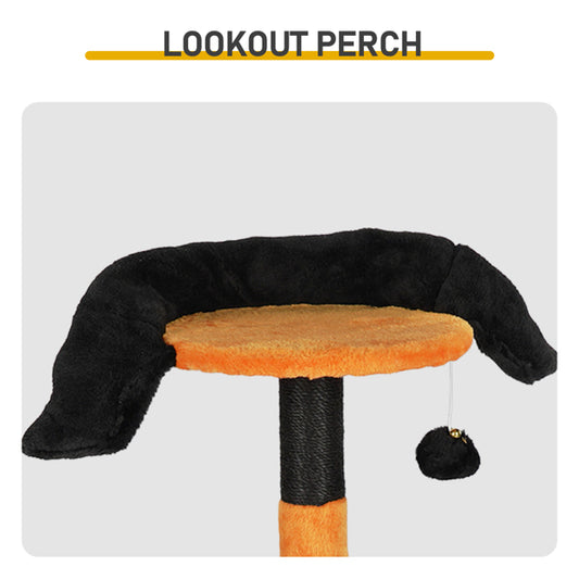39.4inch Halloween Cat Tree, Cat Tower Cat Tree For Indoor Cats With Spacious Cat Condo, Sisal Scratching Posts, Hanging Toys, Orange & Black