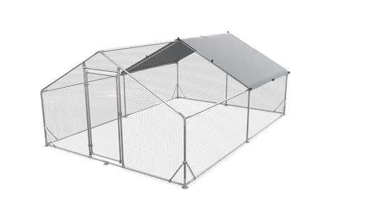 Large Metal Chicken Coop Walk-in Poultry Cage Hen Run House Rabbits Habitat Cage Spire Shaped Coop With Waterproof And Anti-Ultraviolet Cover 13.1L X 9.8 W X 6.4H