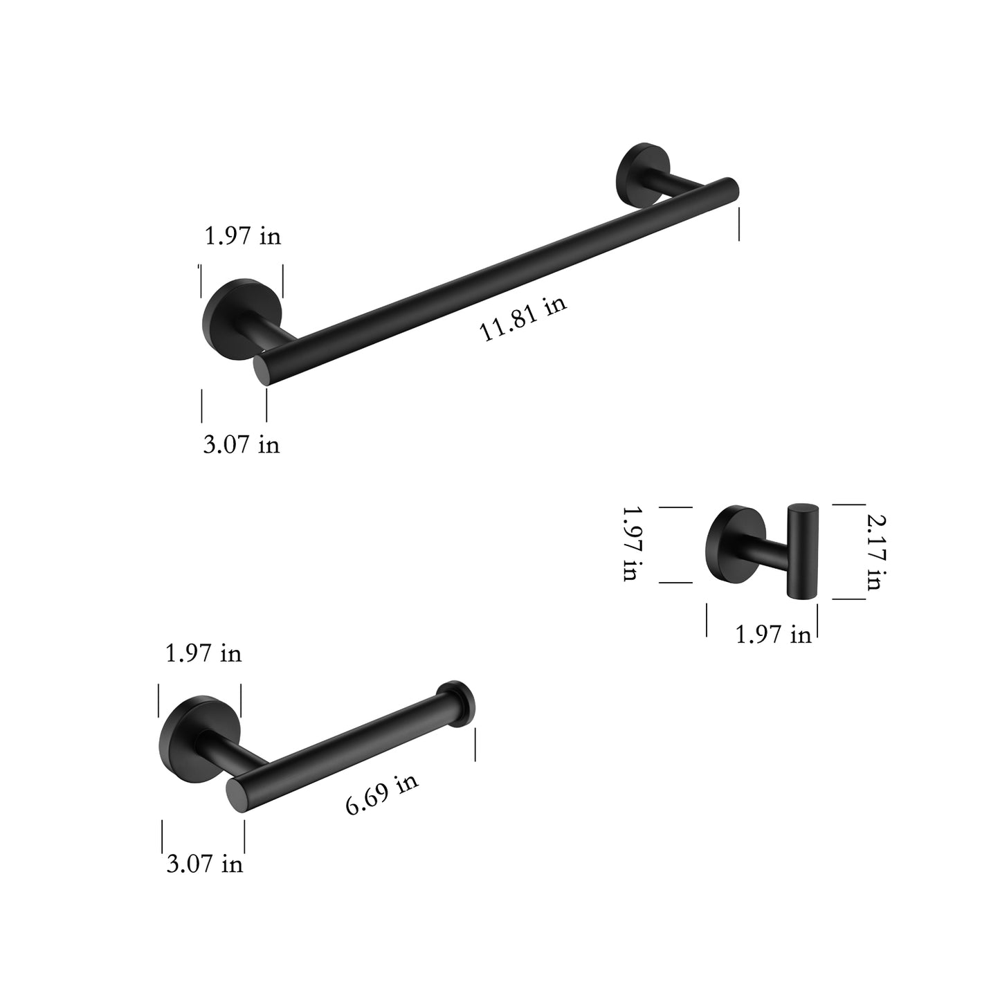 3-piece Set Of Bathroom Hanger Towel Rails