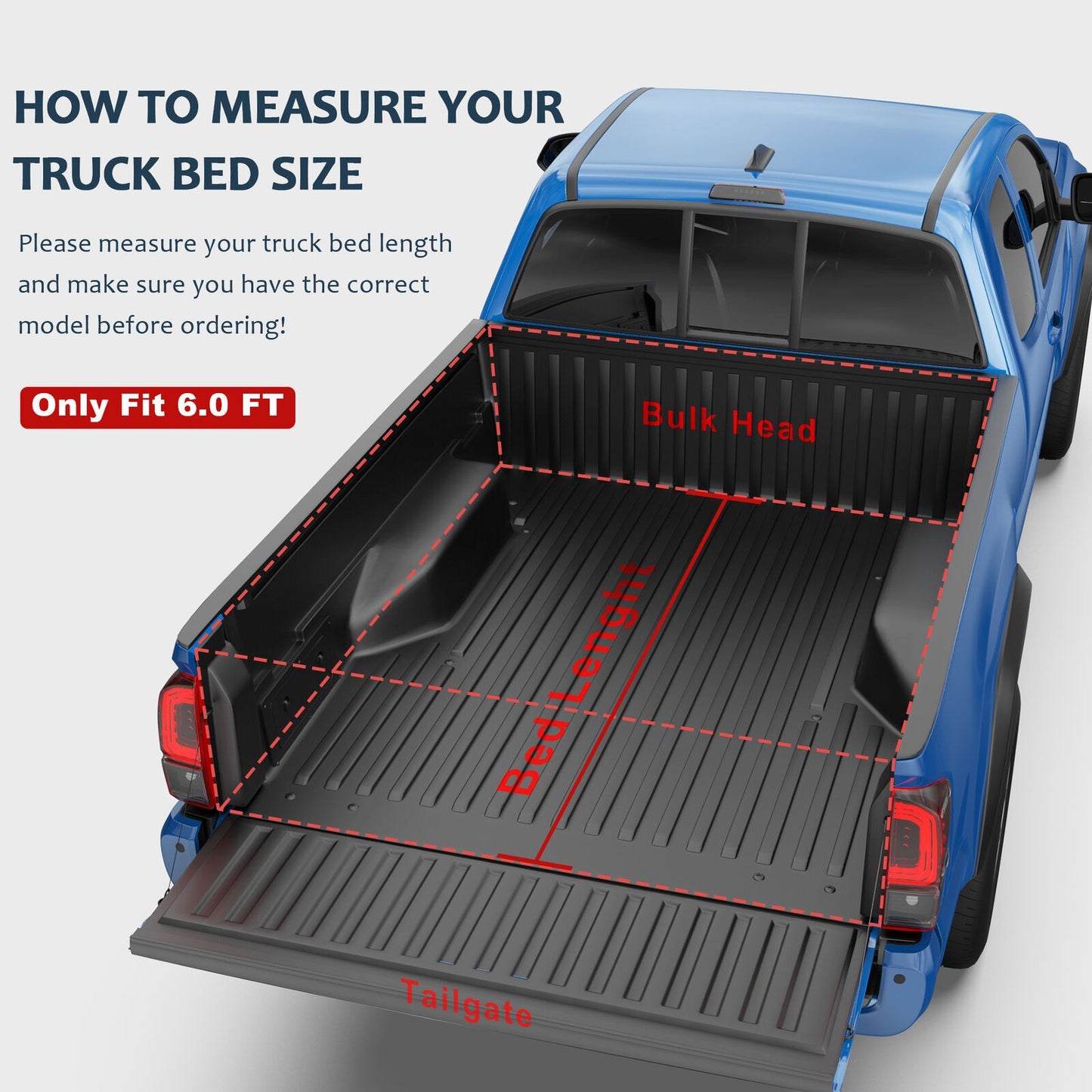 6FT Truck Bed Soft Roll Up Vinyl Tonneau Cover--A86364-915JM44410