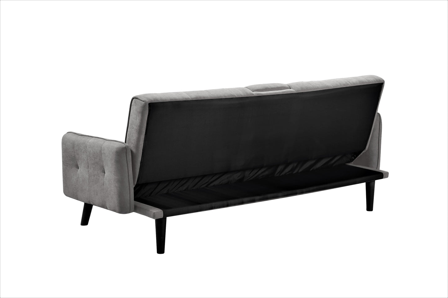 72   Sleeper Sofa Bed - Convertible Folding Backrest To Full Bed With Cup Holder & Drop-Down Table - Space Saving Linen Sofa For Small Spaces - Easy Assembly, Grey
