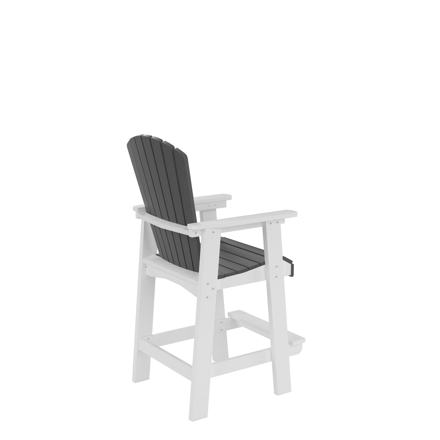 HDPE Bar Chair, Outdoor Tall Adirondack Chairs Set Of 2, Patio Bar Stool Chair With High Back White   Gray, Set Of 2