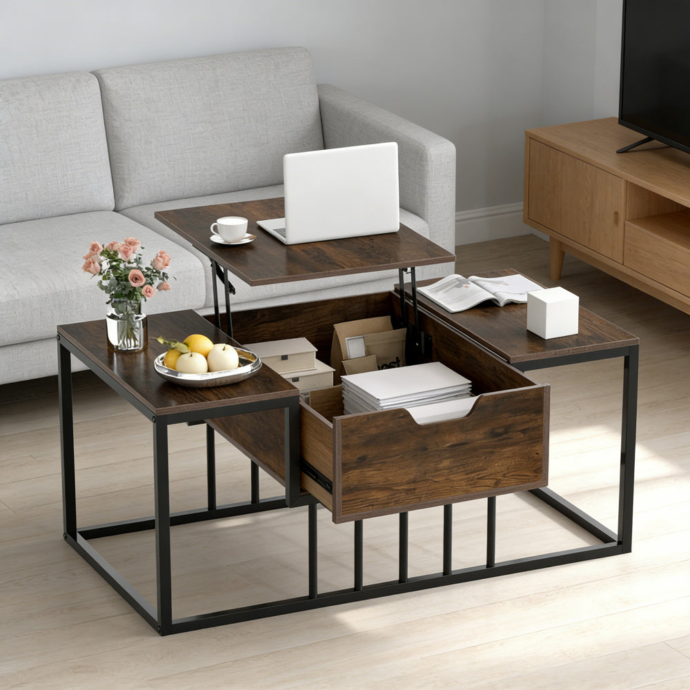 Lift Top Coffee Table Modern Center Table With Hidden Storage Compartment With Anti-slip Feet For Living Room, Reception Room Or Office